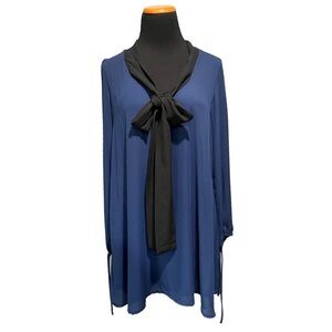 Charles Henry Mini Dress with Tie Neck